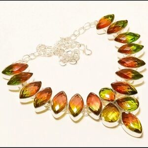 18” Watermelon Tourmaline Sterling Silver Necklace
